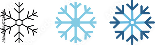 Snowflake Icon Set – Winter, Cold, Ice, Weather, Christmas, Frozen, Symbol
