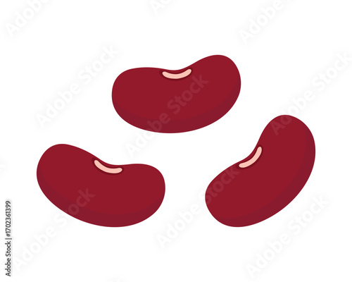 Red Beans on a White Background – Fresh Legumes Vector Illustration