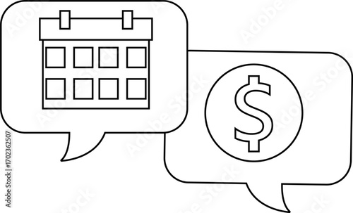 dollar chat icon and calendar icon with white background