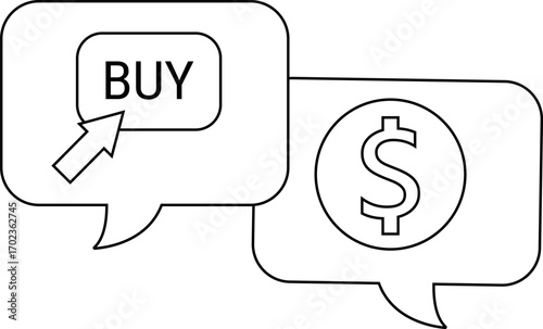 dollar chat icon and buy button icon with white background