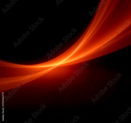 Abstract orange waves on a black background