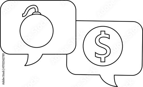 dollar chat icon and bomb icon with white background