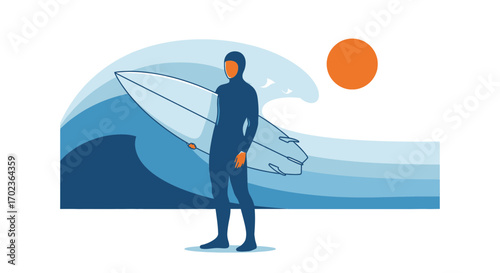 Coastal Surfer Silhouette At Dawn: Capturing The Spirit Of Adventure, On The Ocean