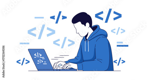 Coder Working On Technology, Developing Software Using A Laptop, Programming and Coding Project
