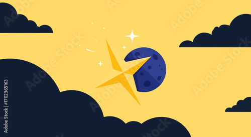 Cosmic Composition Illuminating A Celestial Body With Shining Starburst Elements