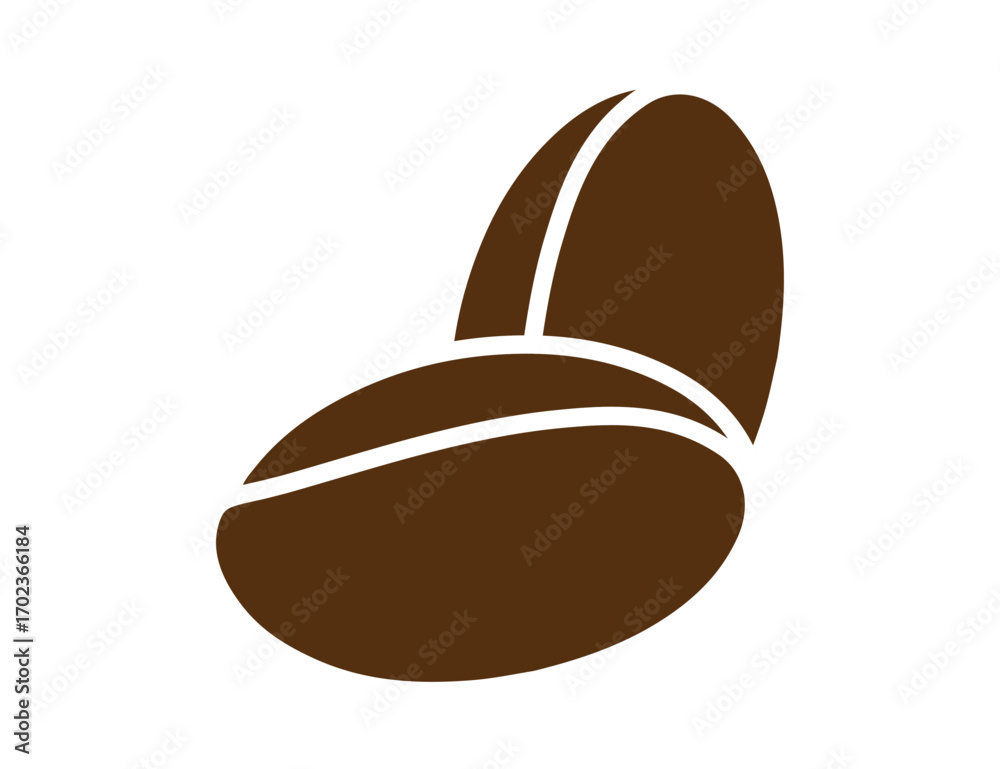 Obraz premium Flat Coffee Beans Vector with Caffeine Symbol –flat vector illustration of coffee beans