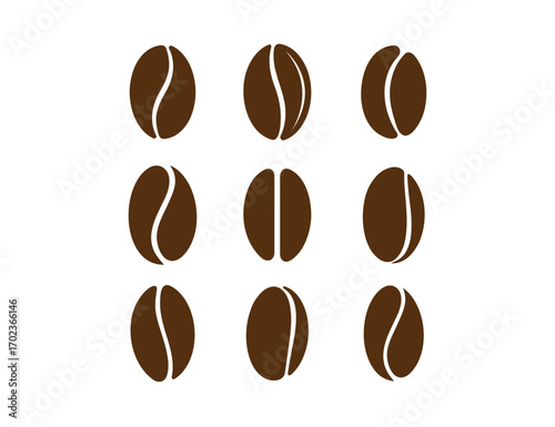 Coffee Beans Vector Icon – Simple Grain Symbol on White Background