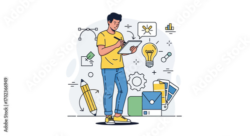 Creative Professional Sketching Digital Concepts And Planning Visual Strategies Efficiently