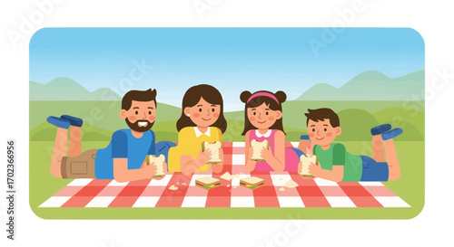 Cheerfully Celebrating Outdoors: A Joyful Family Picnic Under Sunny Skies