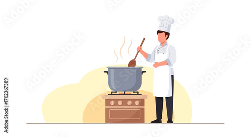 Culinary Artist Preparing Dish In A Kitchen, Representing Food Industry And Professionalism