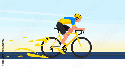 Cyclist In Motion Racing Towards Victory With Energetic Speed And Vibrant Colors