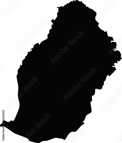 Mauritius country silhouette black map outline isolated on white background