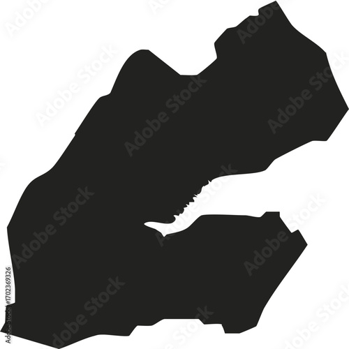 Djibouti country silhouette black map outline isolated on white background