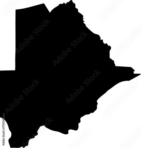 Botswana country silhouette black map outline isolated on white background