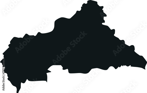 Central African Republic silhouette black country map outline isolated