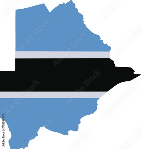 Botswana country map with national flag colors isolated vector illustration