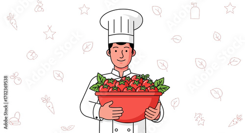 Chef Presenting Fresh Harvested Tomatoes in a Bowl Ready For Culinary Delights