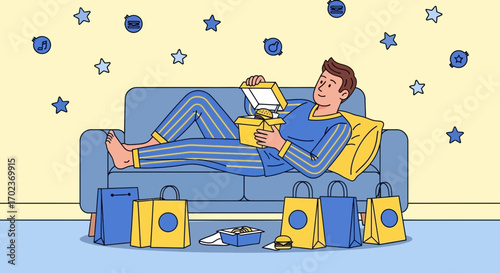 Delightful Evening Of Relaxation And Indulgence: Unwinding At Home With Takeout