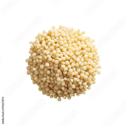 Close-up of Uncooked Israeli Couscous, Small Pasta Pearls