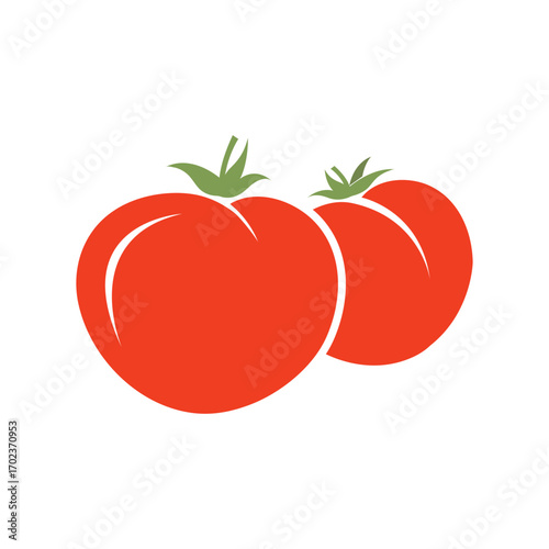 Two Red Ripe Tomatoes Vector Logo – Fresh Organic Vegetable Icon