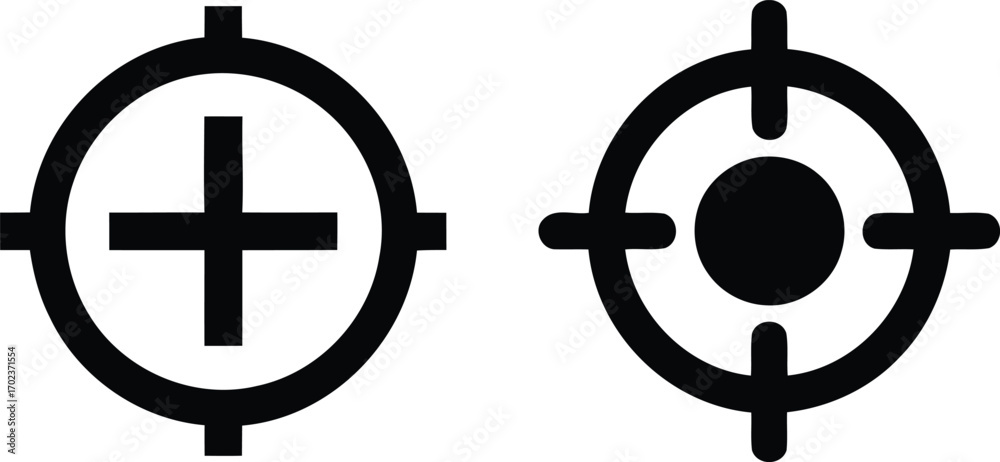 Obraz premium Two Different Target Illustrations Depicted in Black and White Creating a Dynamic Visual of Precision and Focus With Contrasting Styles