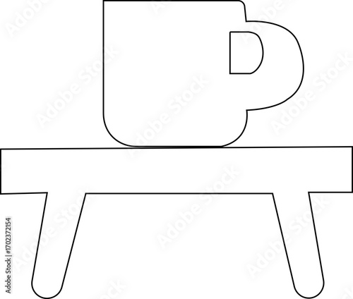 Minimalist Room Icons. Solid, filled icon set of minimalist room elements: bench, chair, floor lamp, low table, plant pot, framed. Editable stroke. Vector illustration. Living room icon.