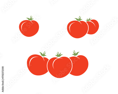 One, Two, and Three Tomatoes Logo Vector – Fresh Organic Vegetable Emblem Illustration