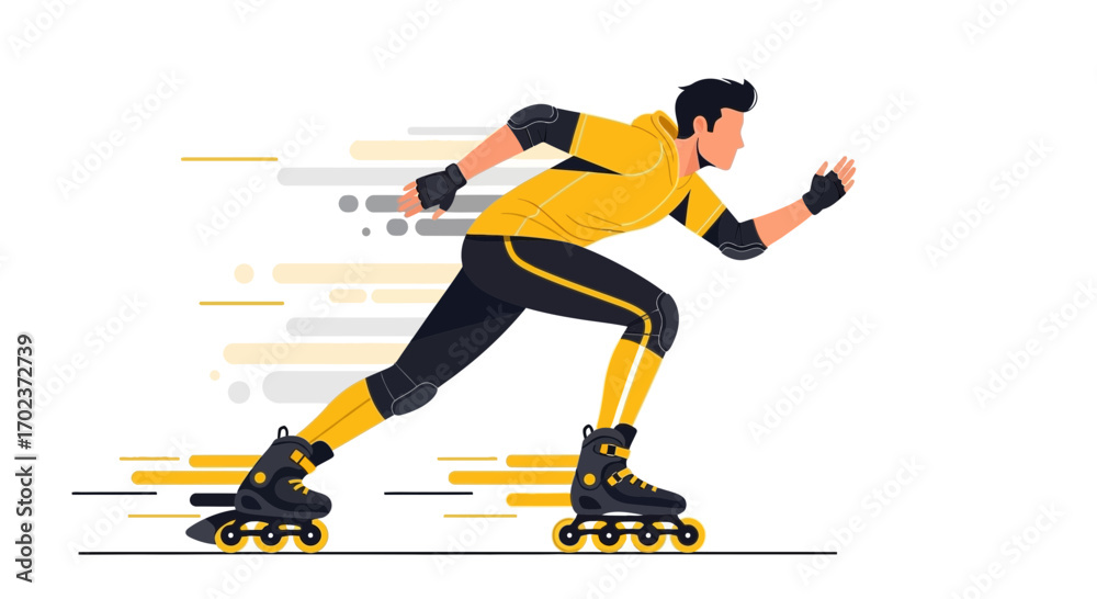 Fototapeta premium Dynamic Inline Skater in Action Depicted with Energetic Speed Lines and Vibrant Composition