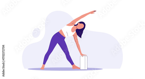 Female Performing Intense Yoga Routine in Vector Illustration Design on White Background