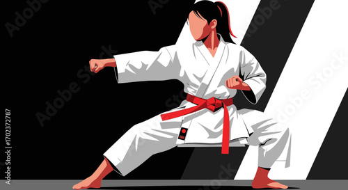 Dynamic Martial Arts Demonstration Depicting A Karate Athlete Performing Powerful Movements