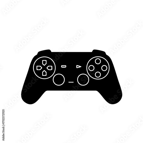 Minimalist Black Silhouette of a Modern Video Game Controller Icon