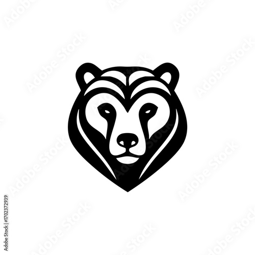 Stylized monochrome bear head logo with strong minimalist lines