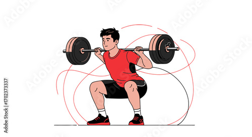Fitness Enthusiast Performing Squats While Balancing Weight During Training Exercise