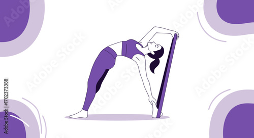 Flexible Woman Stretching with Resistance Band, Practicing Yoga, Fitness Training Concept