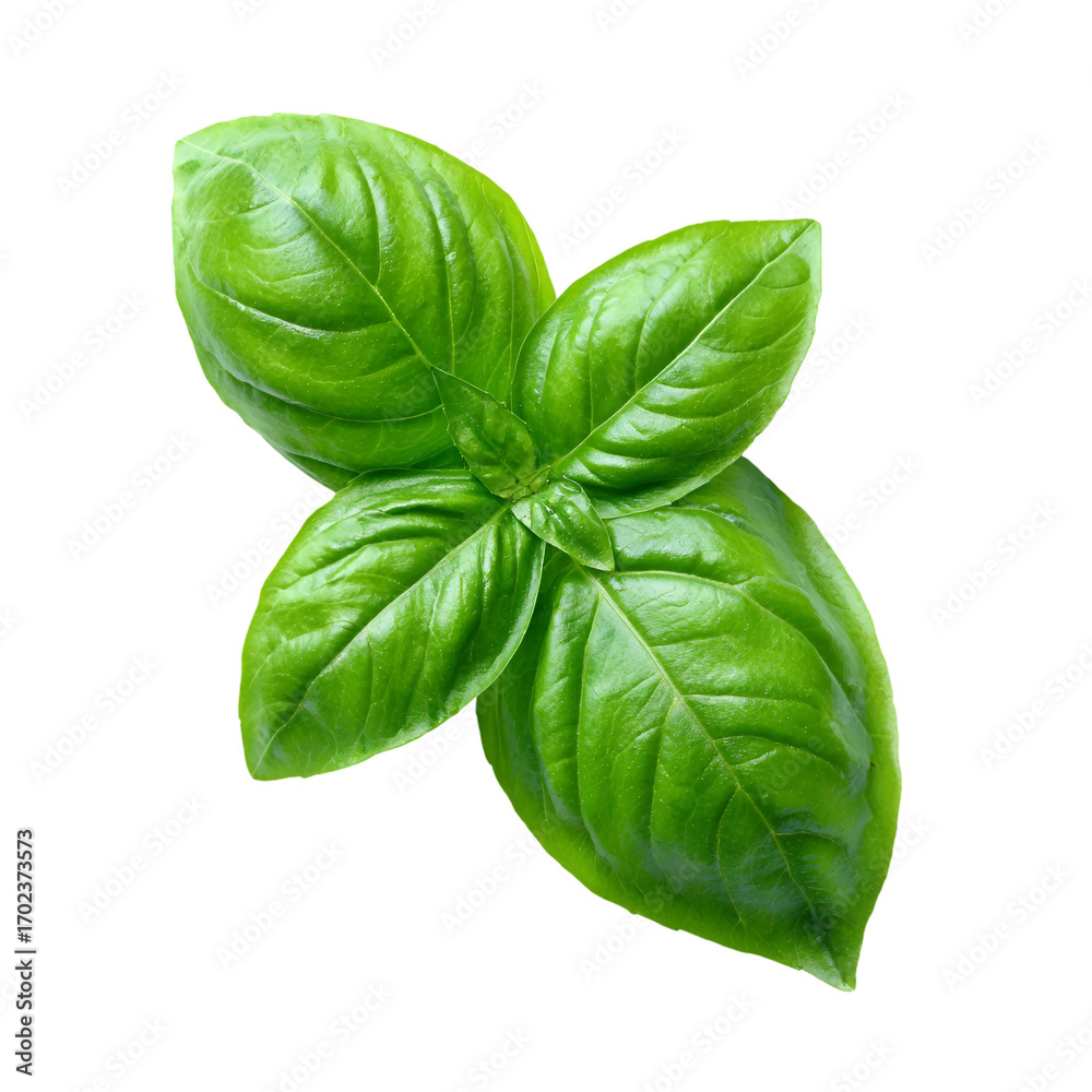 Fototapeta premium : fresh green basil leaf on a white background