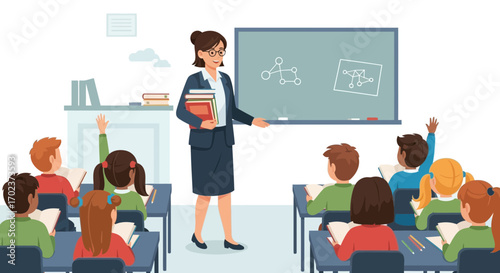 Educator Teaching Students In Classroom: An Elementary Education Representation