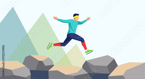 Energetic Athlete Displaying Focus And Determination While Overcoming Challenges