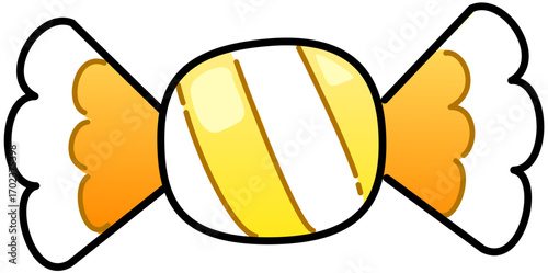 Yellow Striped Wrapped Candy Halloween Cute Cartoon Illustration