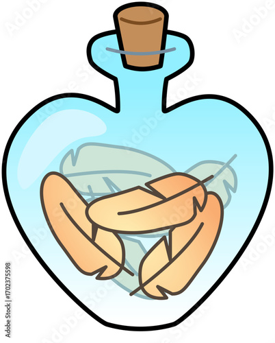 Potion Feather Heart Bottle Cute Cartoon Illustration