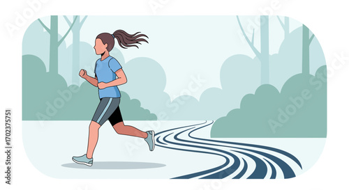 Energetic Runner Enjoying Outdoor Exercise on a Scenic Forest Route for Fitness and Health