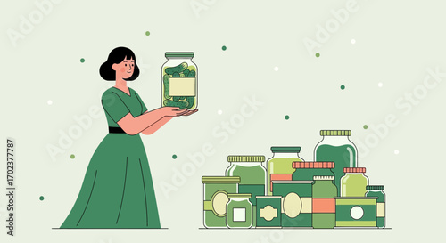 Homemade Pickles And Preserved Food Concept Depicting Sustainability And Healthy Eating