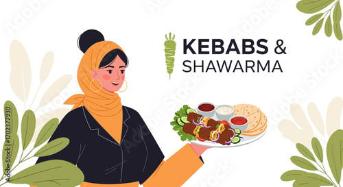 Exquisite Visual Representation Of Kebabs And Shawarma Food Presentation In Delightful Style