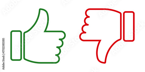 Thumb up and thumb down or good and bad symbol stock vector illustration