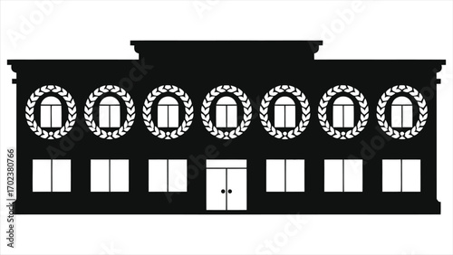 Silhouette of wedding hotel building with floral decorations, elegant architecture for ceremony and reception venues, luxury accommodation for marriage celebrations, event hall, romantic hospitality 