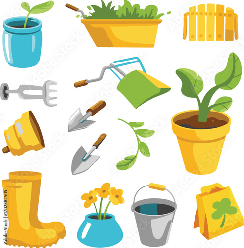 gardening icons set