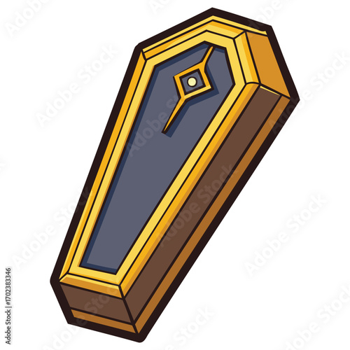 Classic Wooden Coffin Illustration