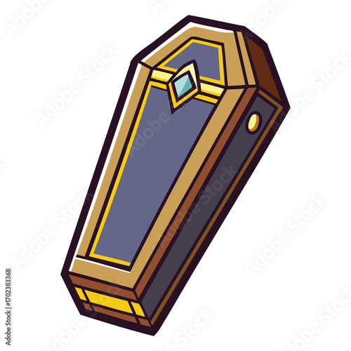 Classic Wooden Coffin Illustration