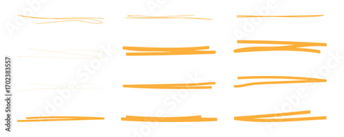 grunge lines underline hand drawn highlighting elements. rough brush stripes, doodle scribbles vector