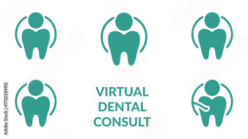  Dental App UI Icons – Minimal Flat Vector for Tooth Pain, X-Ray Upload & Virtual Consult 