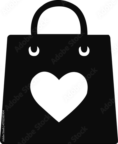 Shopping Bag Icon, Classic black shopping bag icon symbolizing retail, commerce, and consumerism for modern businesses, Shopping bag icon for food, Black tote bag shopping bag